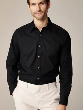 NWOT J. Crew Men’s Bowery Dress Shirt with Point Collar Black Slim Small